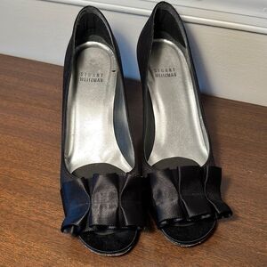 Stuart Weitzman Black Gigi Ritz Peep Toe Heels, Size 8